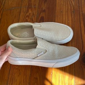 Tan vans suede weave slip on
